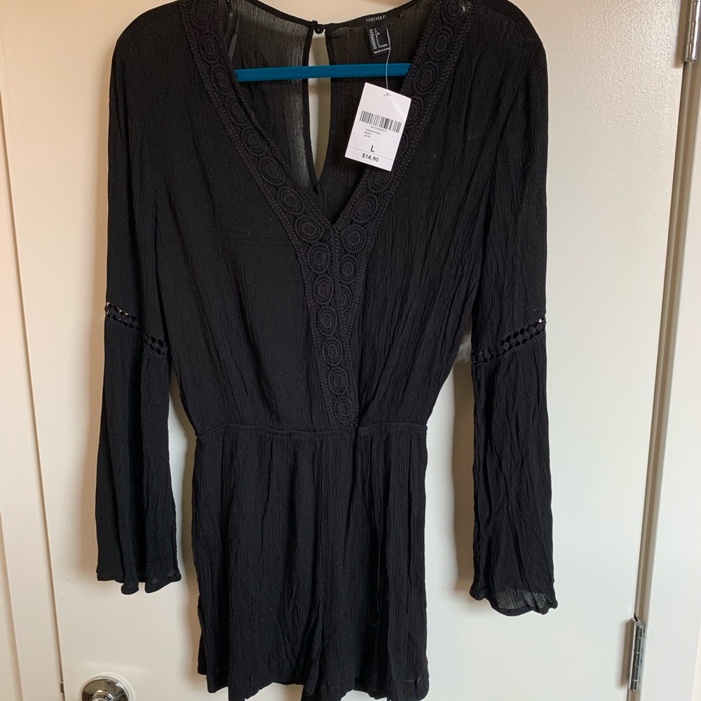 Black long sleeve romper